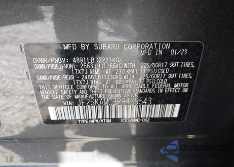 2023 Subaru Forester Wilderness from USA, damaged, VIN JF2SKAMC3PH439543